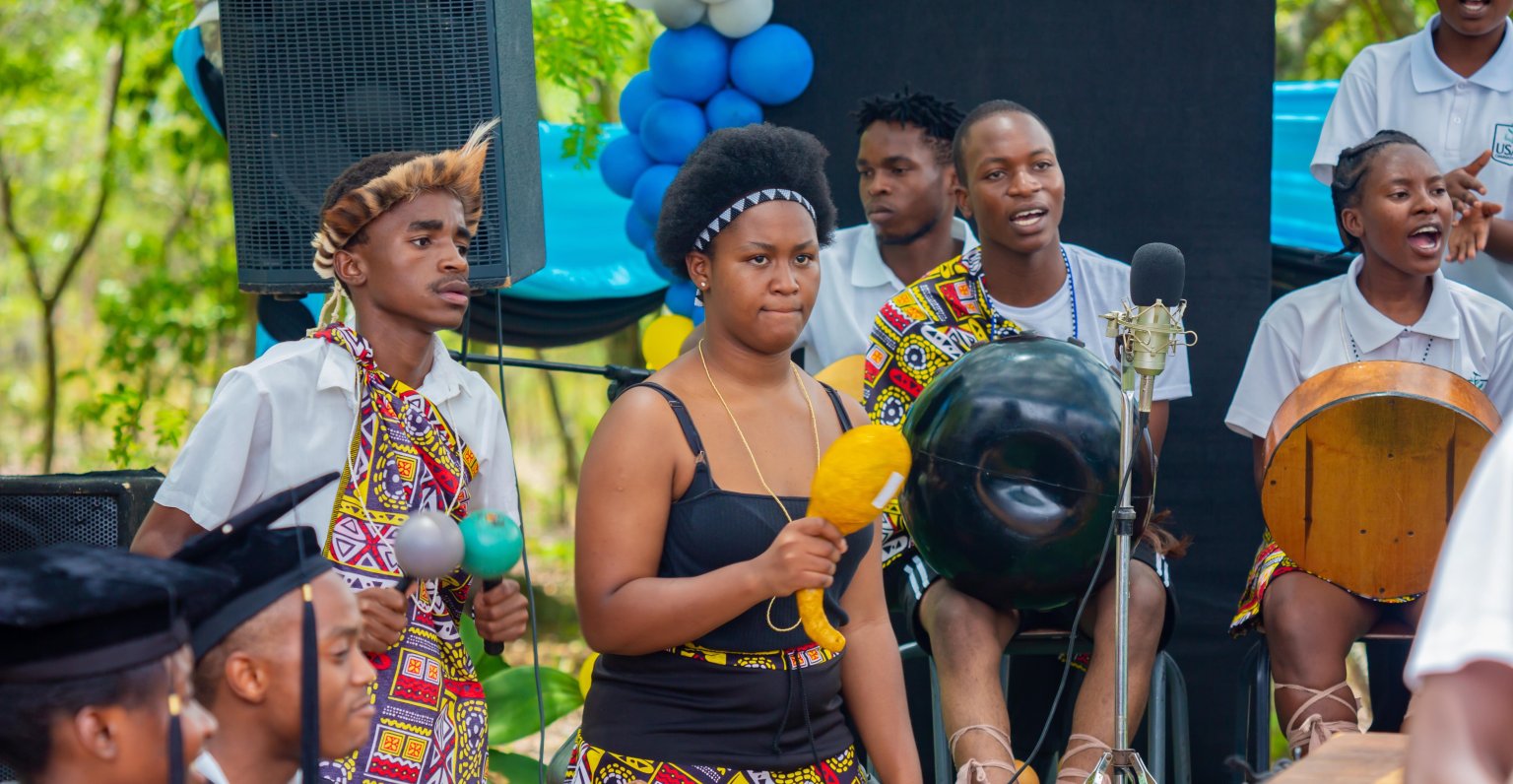 USAP students playing traditional instruments